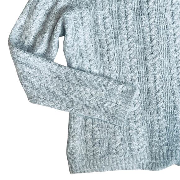 Kenar Women’s Sz XL Gray Angora Cardigan Sweater Cable Knit Button Front - Picture 9 of 12